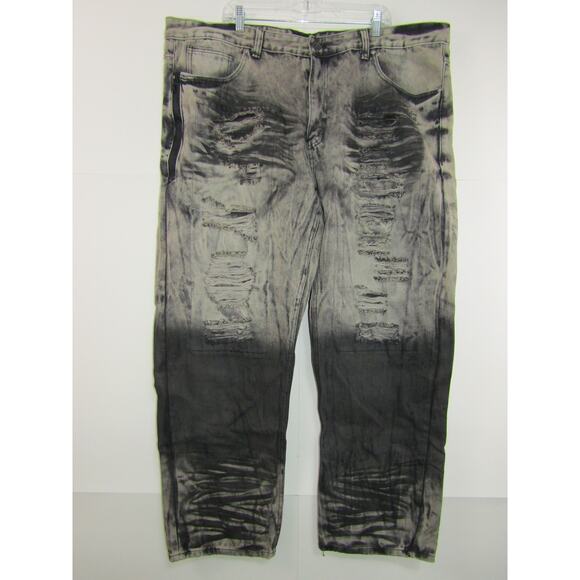 Road Narrows Other - Road Narrows Black Tie Dye Distressed Denim Jeans Mens sz 46"x32 Acid Washed